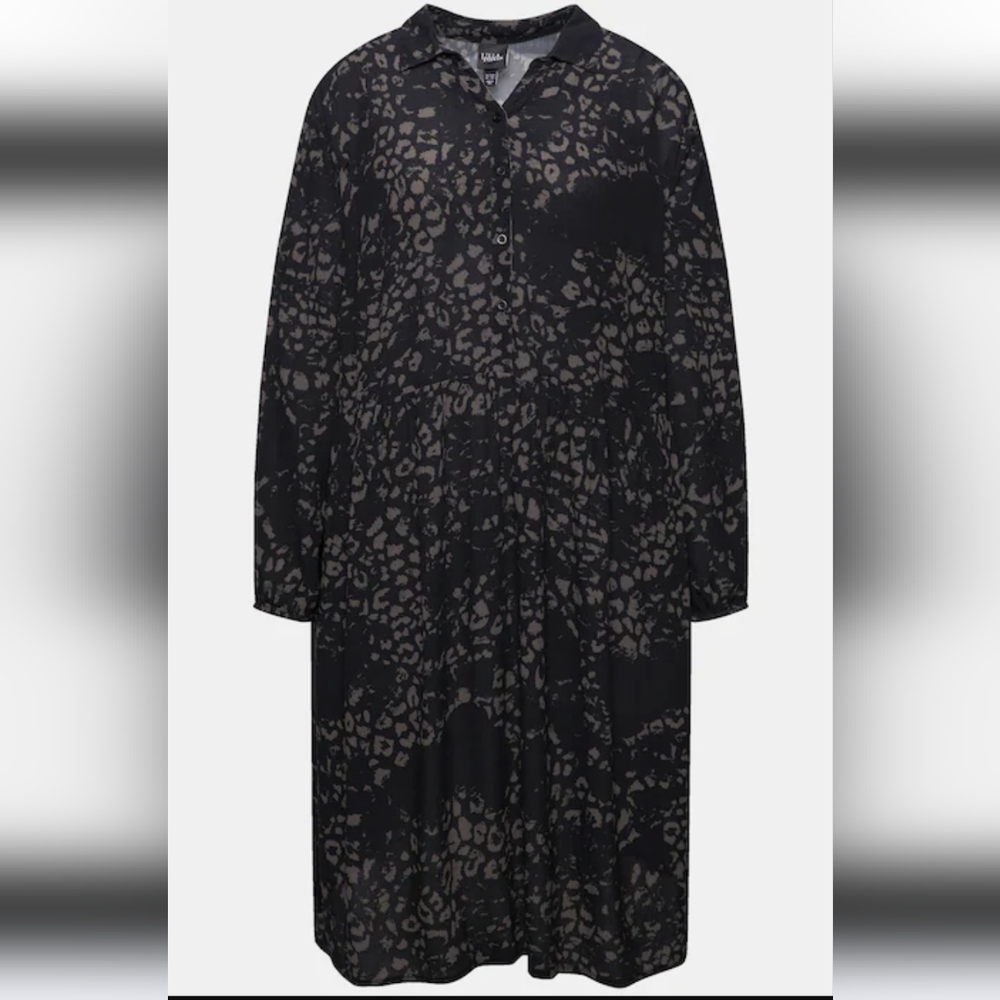 Ulla Popken Leopard Print Viscose Shirt Dress - 12/14